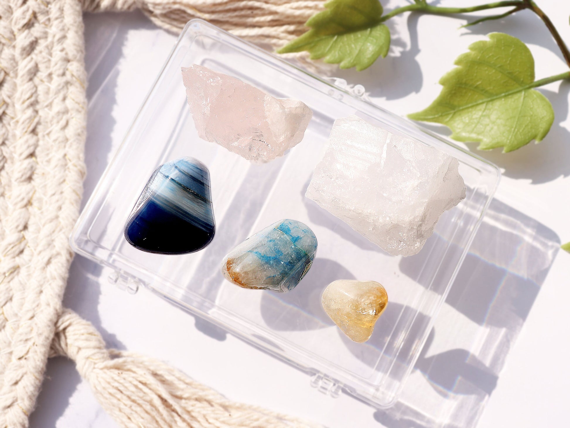 Beginner Crystal Kit, Natural Gemstones for Healing, Prosperity, Balan