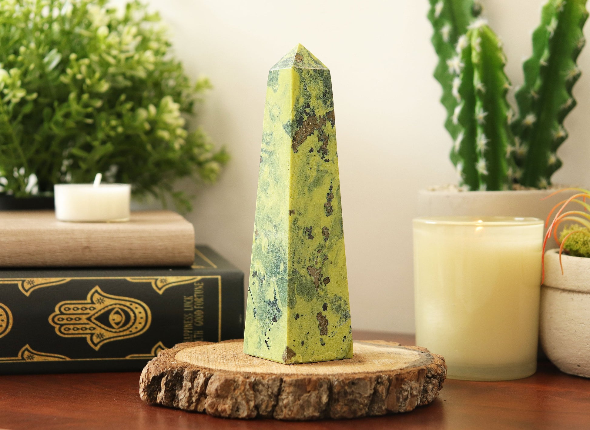 Serpentine with Pyrite Tower, Natural Polished Gemstone, Ethically Sourced
