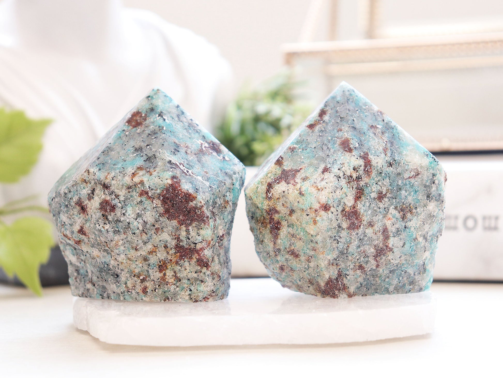 Polished Amazonite Base Cuts, Ethically Sourced, Home Décor Statements