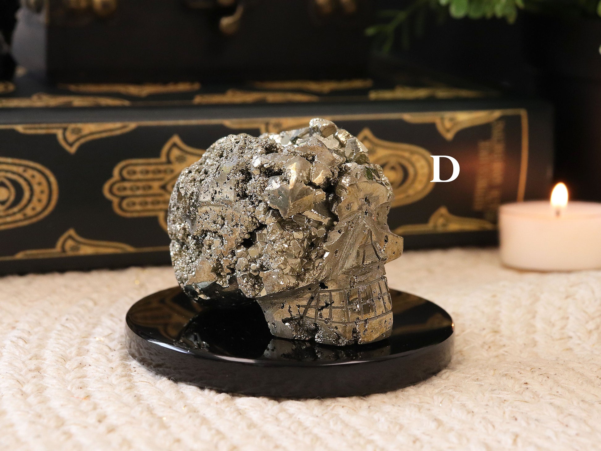 Pyrite Skull, Pyrite Cluster Shape, Gothic Aesthetic, Dark Home Decor, Ethically Sourced - PICK YOUR OWN