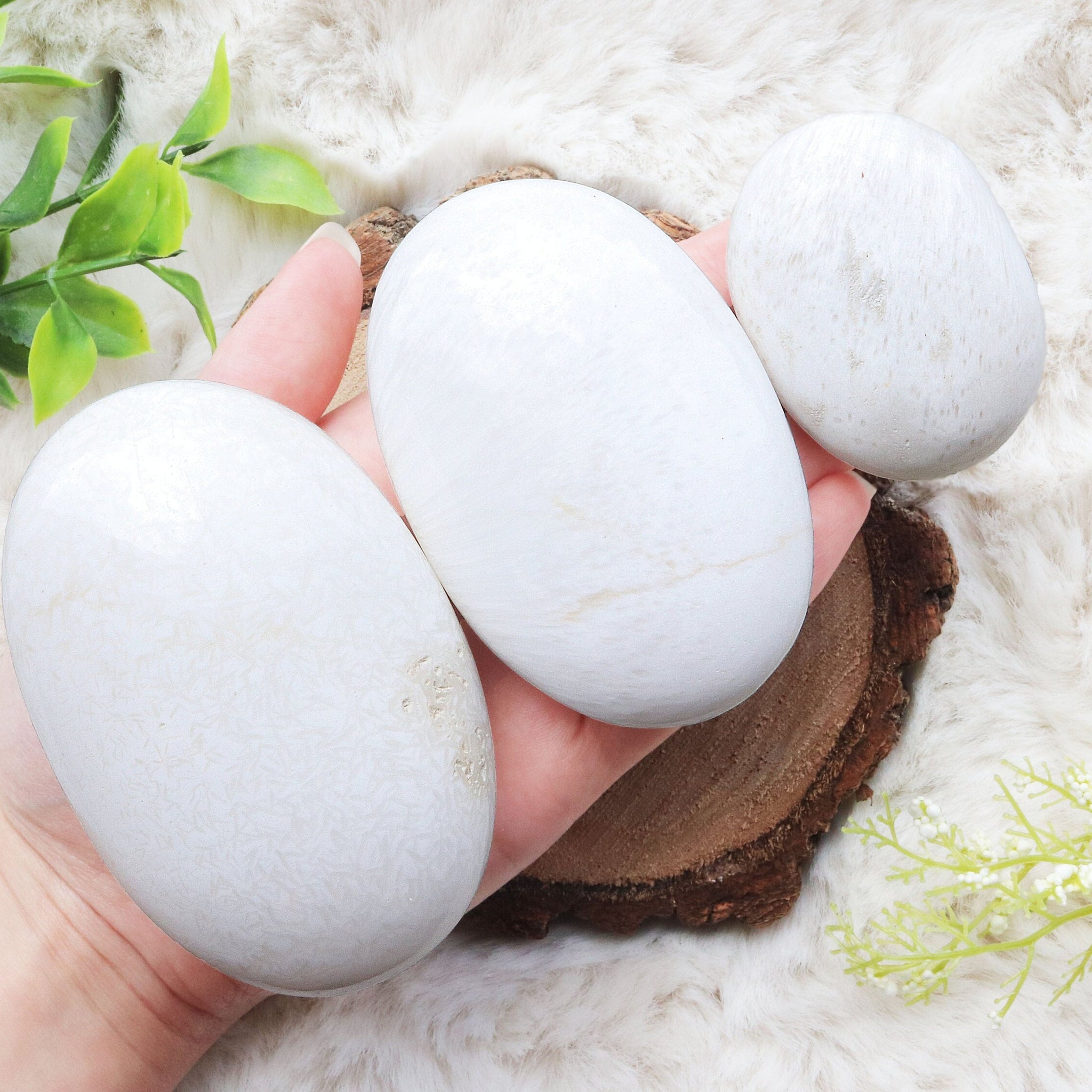 Scolecite Palm Stones, Ethically Sourced, Meditation and Dream Stone, Tranquility and Peace