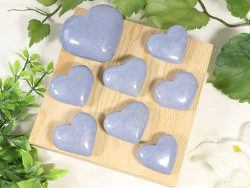 Natural Angelite Hearts, Angelite Guiding Crystal for Healing