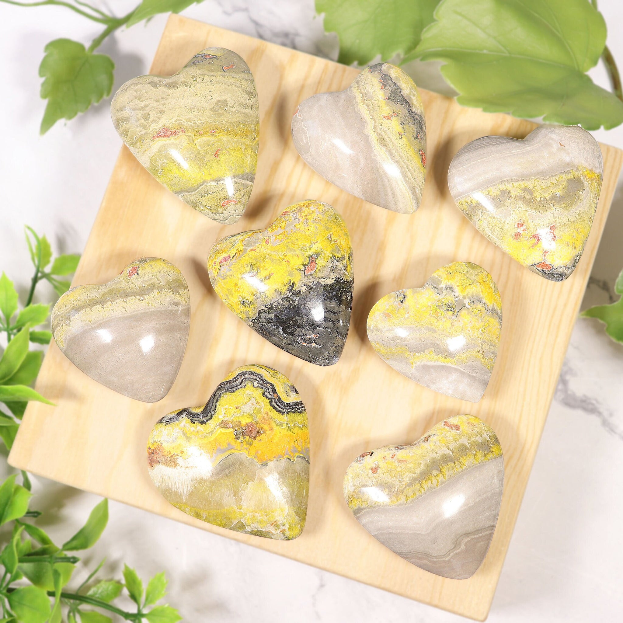 Bumble Bee Jasper, Crystal Heart, Natural Polished Gemstone, Ethically Sourced