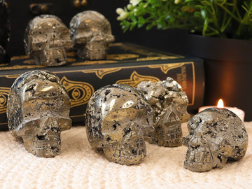Pyrite Skull, Pyrite Cluster Shape, Gothic Aesthetic, Dark Home Decor, Ethically Sourced - PICK YOUR OWN