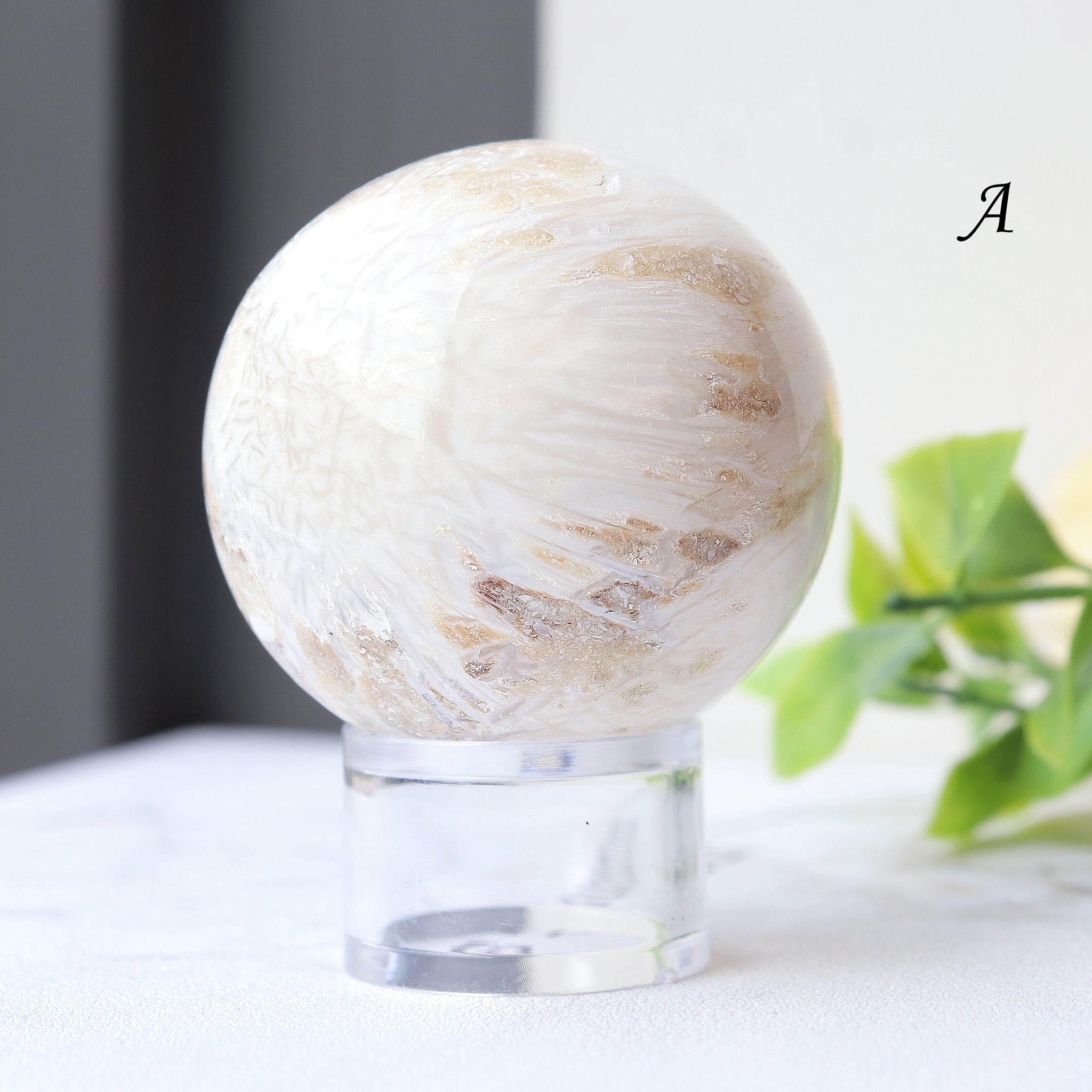 Scolecite Polished Spheres, Ethically Sourced, Meditation and Dream Stone, Tranquility and Peace